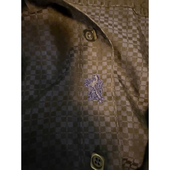 Bugatchi XL Shaped Fit Dress Shirt Flip Cuff Navy Geometric Business Casual - Picture 9 of 11
